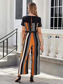 EMERY ROSE Của phụ nữ In Hình học Vá lại Áo liền quần - màu đen - Xem 2