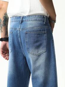 Chillumni Men's Straight Loose Fit Jeans Baggy Long Washed Dark Wash Jean Cargo Plain Blue Party Street Wear Friends