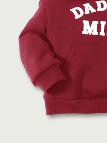Cozy Pixies Baby Boy Letter Pattern Hoodie & Sweatpants Baby Hoodie Set - Burgundy - View 4