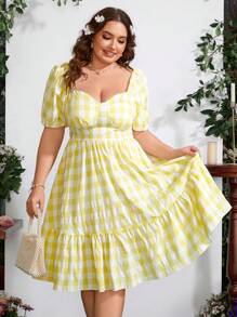 Sunnyshic Kích thước lớn Kẻ sọc Ống tay áo Đầm - Nhiều màu - Xem 6