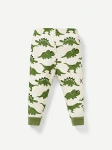 Cozy Pixies 鱷魚印花嬰兒男童緊身睡衣套裝，圓領長袖上衣和長褲
