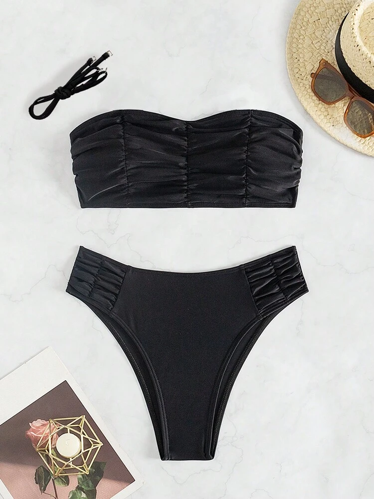 Ladies' Ruched Bikini Set Summer Beach
