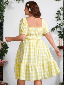 Sunnyshic Kích thước lớn Kẻ sọc Ống tay áo Đầm - Nhiều màu - Xem 2