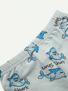 嬰兒男寶寶合身睡衣套裝，短袖海豚圖案T卹和短褲，休閒居家服裝，2件裝