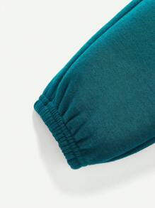 Cozy Pixies 嬰兒男童休閒字母印花圓領運動衫和長褲套裝 - 墨綠色 - 查看 6