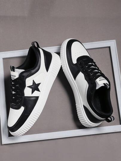 Fashion Casual Men's Flat Platform Shoes,Classic Stylish Men Sports Skate Shoes Lace-Up Running Shoes,Personalized Men Sneakers Street Casual Shoes