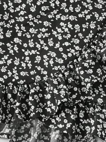 SHEIN 女童休闲舒适纯色上衣搭配印花半裙两件套 - 彩色 - 查看 4