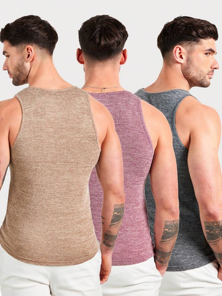 F21 Forever 21 Men's Casual Multi-Piece Floral Gauze Gray Pink Khaki Slim Fit Tank Top