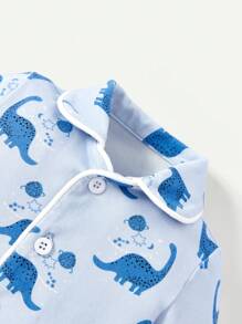 Cozy Pixies Baby Boy Cartoon Graphic PJ Set - Blue - View 6