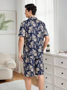 男士印花短袖襯衫和家居套裝 - 彩色 - 查看 2