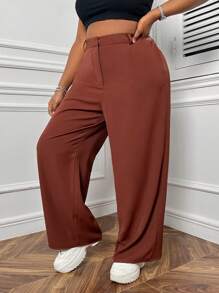 SHEIN EZwear Damenhose In Übergröße, Einfarbig Und Locker Geschnitten Für Anzüge