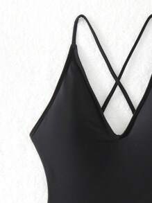 Swim Basics Summer Beach Ladies' Back-Crossing Adjustable Strap One Piece Swimsuit Carnival