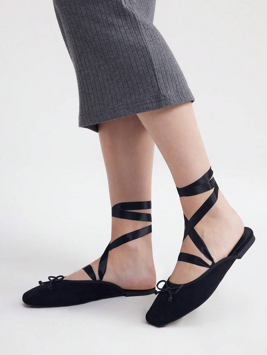 SHEIN Quý cô Đúng mốt Giày phẳng - màu đen - Xem 1