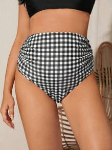 SHEIN Maternity Plaid Ruched Swim Bottom Summer - Multicolor - View 3