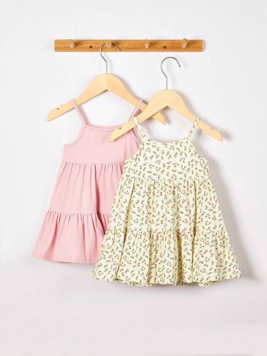 Cozy Pixies Baby Mädchen 2 teiliges Cami Kleid mit Rüschensaum