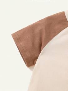 Cozy Pixies Baby Boy Casual Color Block Short Sleeve T-Shirt With Letter Print And Crew Neckline, Matched With Loose Shorts As A Two-Piece Set - Green - View 4