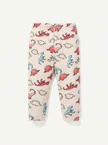Cozy Pixies Baby Boy Snug Fit Pajama Set, Round Neck Dinosaur Pattern Short Sleeve Top, Solid Color Pants And Top, 4Pcs/Set Homewear Matching Set - Multicolor - View 11