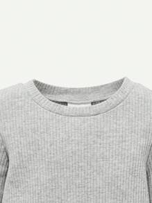 Cozy Pixies 嬰兒男孩貼身睡衣,圓領純色上衣長褲組2件套裝 - 淺灰色 - 查看 7