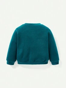 Cozy Pixies 嬰兒男童休閒字母印花圓領運動衫和長褲套裝 - 墨綠色 - 查看 2