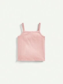 Cozy Pixies Baby Girl Solid Color Lace Edge Tank Top 3-Piece Set - Dusty Pink - View 3