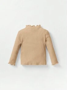 Cozy Pixies Bimba 2 pezzi Maglietta orlo lattuga collo dritto in maglia a coste