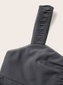 SHEIN Qutie Vestido De Línea A Sin Mangas Con Volantes Y Tirantes Anchos - Gris - Ver 4