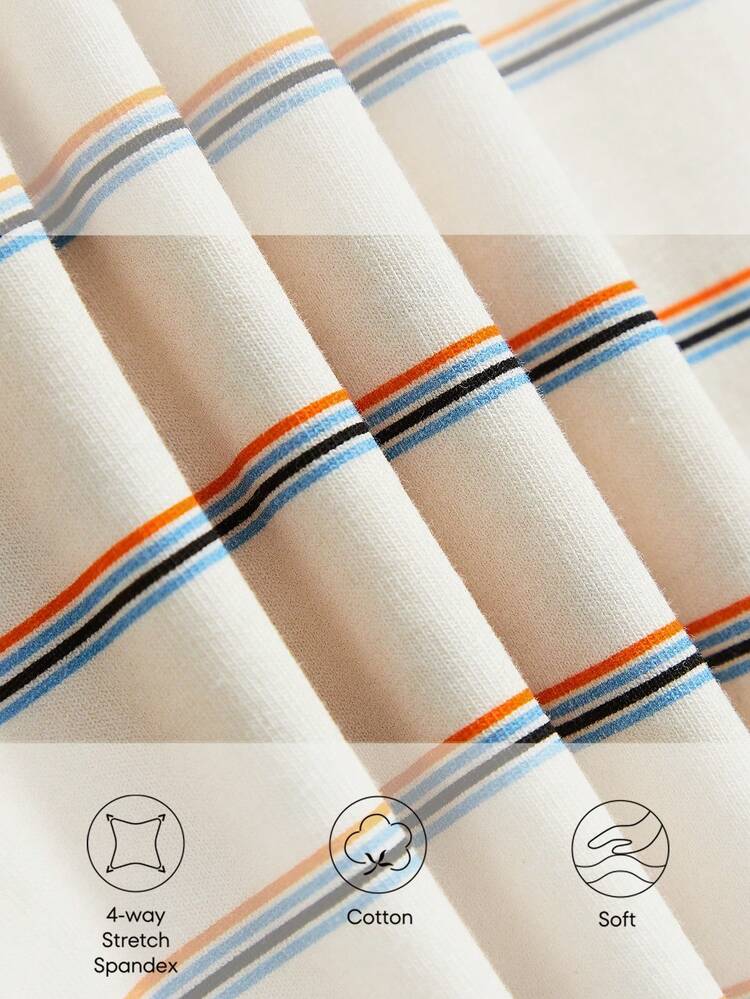 Baby Boy Striped Pattern Half-Button Short Sleeve Top