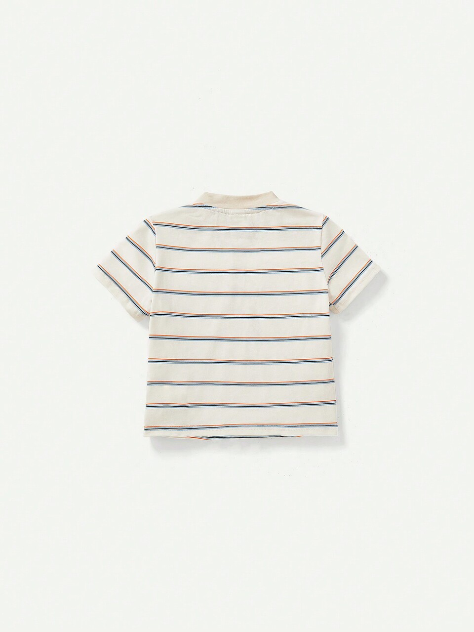 Baby Boy Striped Pattern Half-Button Short Sleeve Top