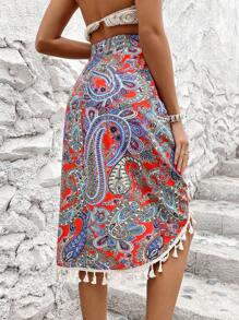 Breezaya Saia De Franjas Com Estampa Paisley Para Mulheres - Multicolorido - Ver 2