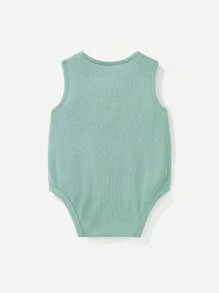 Cozy Pixies 3 件男嬰柔軟針織純色圓領無袖連身衣 - 綠色 - 查看 2