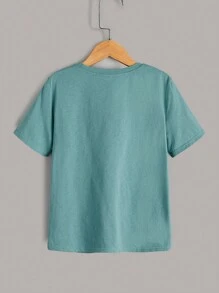 SHEIN Leap Crew Cậu bé Tween 4pcs Áo phông trơn - Nhiều màu - Xem 3