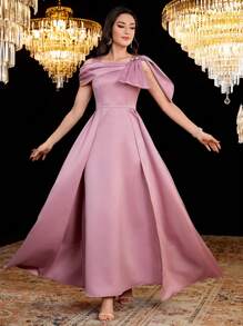 Modelyn 女士不對稱領口連身裙,鑽石裝飾 - 粉色 - 查看 7