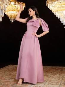 Modelyn 女士不對稱領口連身裙,鑽石裝飾 - 粉色 - 查看 8