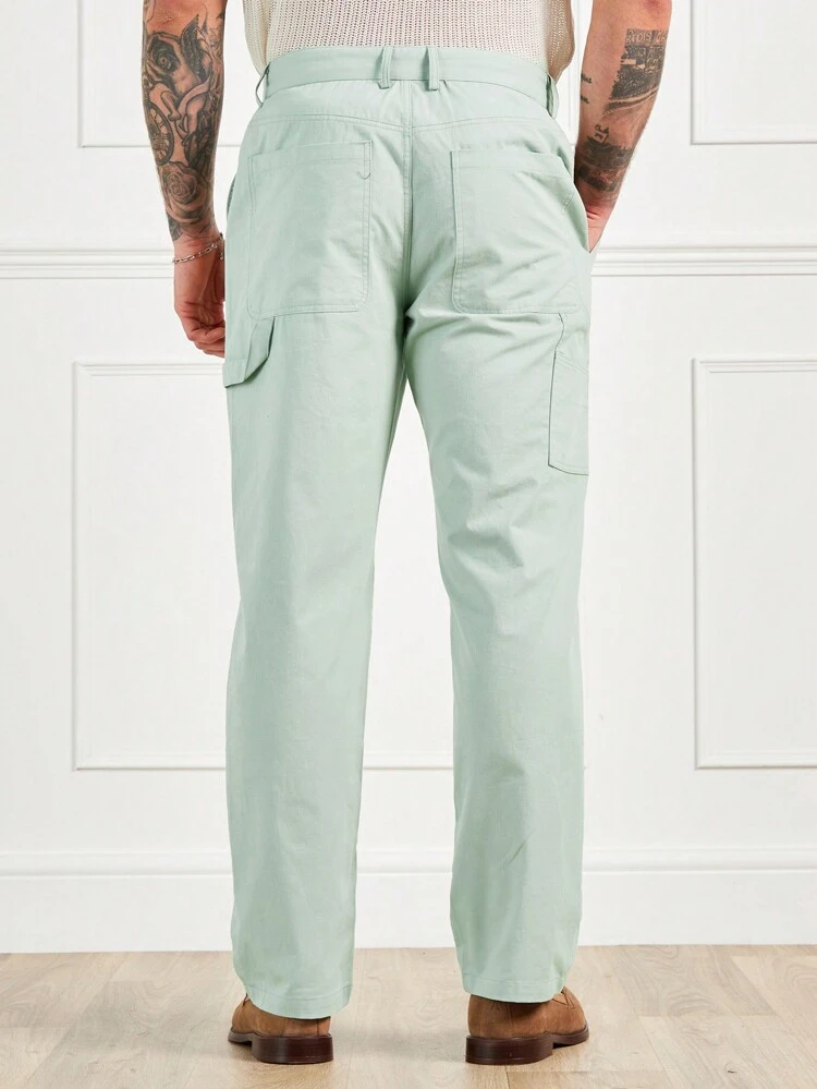 Men's Casual Business Fit Light Green Pants Suit Pants