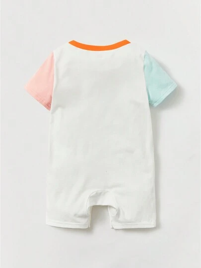 Cozy Pixies Đứa bé trai Khối màu Đã vá Túi Tương phản ràng buộc Romper