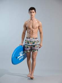 Surfspeed Men's Tropical Print Beach Shorts - Multicolor - View 6