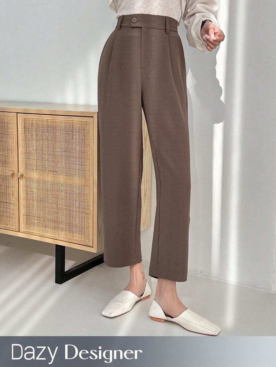 Dazy Designer 女式咖啡棕色彈性腰褲 - 咖啡棕 - 查看 1