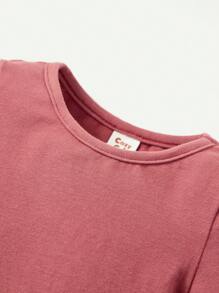 Cozy Pixies Bộ đồ liền thân dài tay dệt kim mềm mại màu trơn 3 món cho bé gái, giản dị và đa năng - Bụi hồng - Xem 3