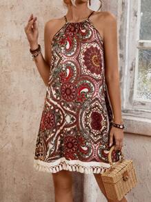 Breezaya Vestido De Cuello Halter Con Estampado De Mandala Para Mujer - Multicolor - Ver 5