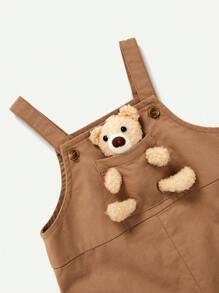 Baby Boys' Suspender Pants With Teddy Bear Embellishment