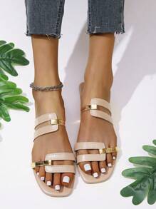 時尚涼鞋適用於女士雙色剪裁設計涼拖