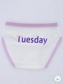 Young Girls' Underwear 7pcs/Set, Cute And Fun Print With Colorful Waistband, Monday To Sunday Triangle Panties