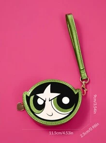 THE POWERPUFF GIRLS X SHEIN 可爱卡通绿色毛茛图案零钱包 - 綠色 - 查看 7