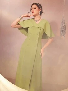 Modelyn 女士双排扣斗篷长款晚礼服