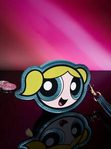 THE POWERPUFF GIRLS X SHEIN Yellow Cartoon Character Design Portable Fashion Coin Purse - Yellow - View 2