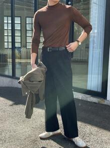 DAZY Nam Chất rắn Cổ giả Áo thun - màu nâu - Xem 4