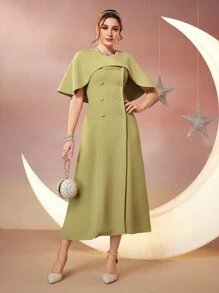 Modelyn 女士双排扣斗篷长款晚礼服