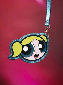THE POWERPUFF GIRLS X SHEIN Yellow Cartoon Character Design Portable Fashion Coin Purse - Yellow - View 3