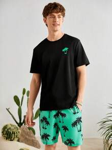 Manfinity VCAY Nam In cây dừa Ngắn tay Áo thun Và Quần short Giải trí 2 cái/bộ - Nhiều màu - Xem 5