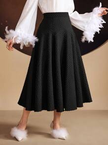 Modelyn Ladies' Textured Skirt - Black - View 3